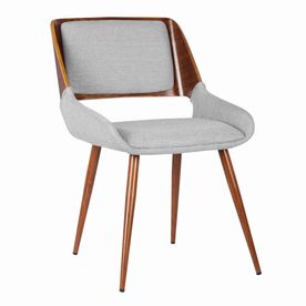 Fabric Mid-Century Dining Chair with Split Padded Back - Gray/Walnut