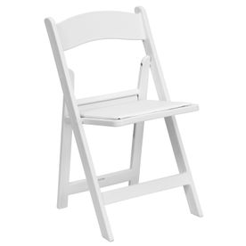 Series Resin and Padded Faux Leather Seat Folding Chair- White