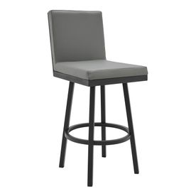 Rochester Faux Leather 30" Swivel Bar Stool - Gray/Black