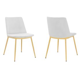 Messina Modern Velvet Dining Room Chair - Set of 2, White/Gold
