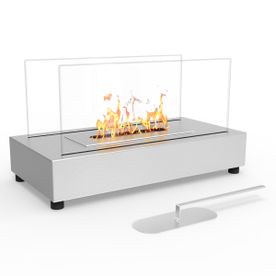 Avon Tabletop Portable Bio Ethanol Fireplace in Stainless Steel