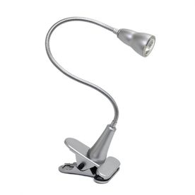 LED Adjustable Metal Gooseneck Clip Desk Lamp - Silver