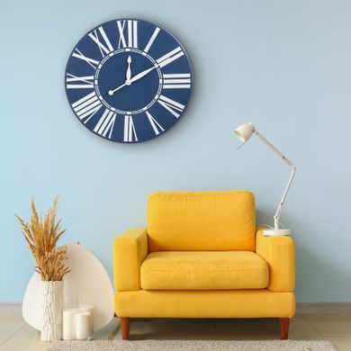 Oversized Wooden Wall Clock - 30.75", Rustic Navy