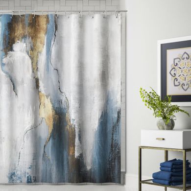 Abstract Single Shower Curtain - Gray/Blue/Black