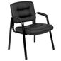 LeatherSoft Executive Reception Chair with Metal Frame - Black