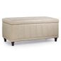 42" Leather Rectangle Storage Ottoman Bench - Beige