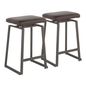 Geo Faux Leather 25.5" Counter Stool - Set of 2, Brown